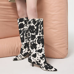 Aldo Everose in White Black - Knee-high boot, Kitten heel White/black