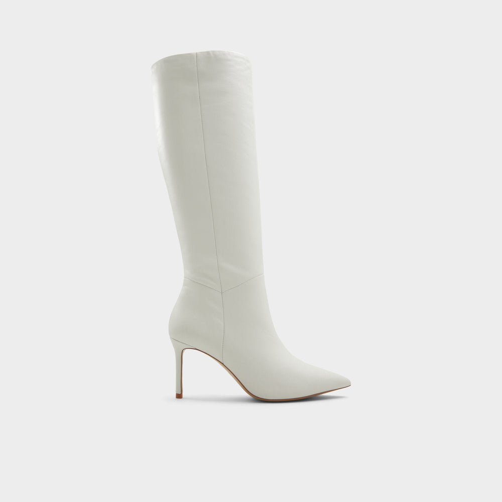 Aldo Laroche White/Bone Women's Tall Boots - Knee-high boot, Stiletto heel White/Bone