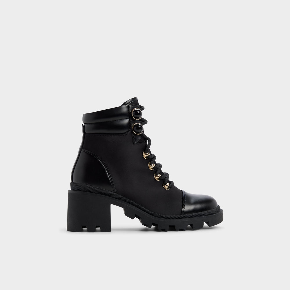 Aldo Mariettia in Black - Lace-up boot, Lug sole Black