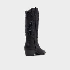 Aldo Nebraska Black Women's Western - Mid-calf western boot, Block heel Black
