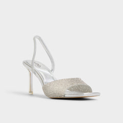 Aldo Andyana Silver Women's Strappy sandals - Slingback heeled sandal, Stiletto heel Silver
