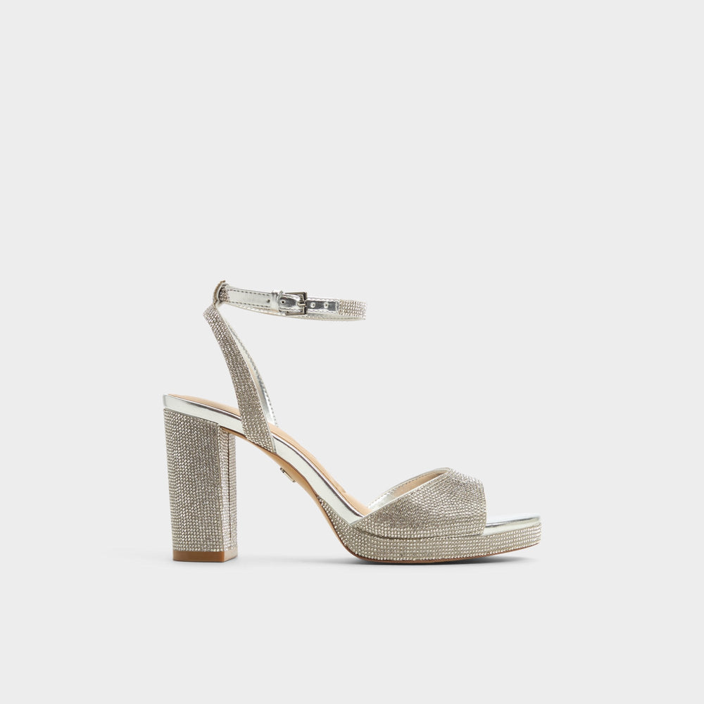 Aldo Alluring Silver Women's Iridescent metallics - Strappy heeled sandal, Platform Silver