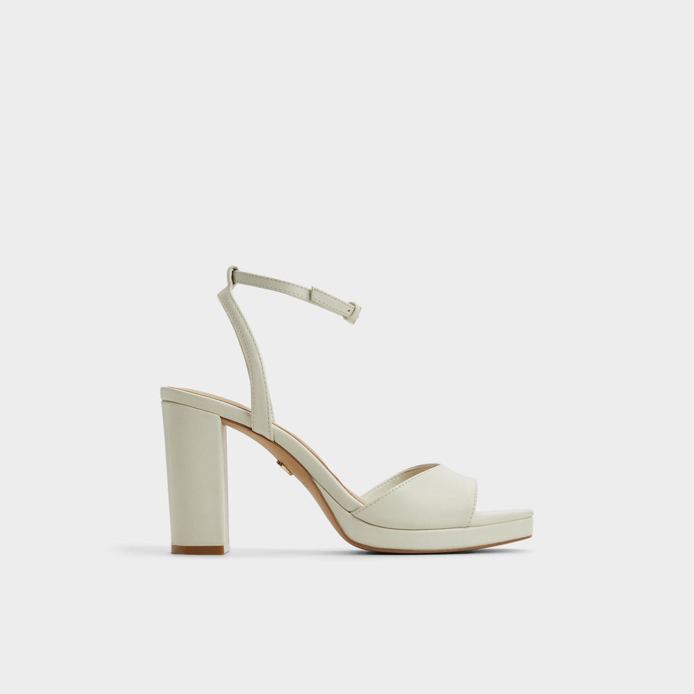 Aldo Gracious White/Bone Women's Block heels - Strappy heeled sandal, Block heel White/Bone