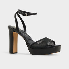 Aldo Chicglimmer Black Women's Platform sandals - Strappy heeled sandal, Block heel Black
