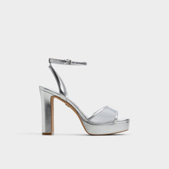 Aldo Chicglimmer Silver Women's Platform sandals - Strappy heeled sandal, Block heel Silver