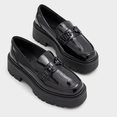 Aldo Oneameth Black Synthetic Patent Women's Loafers & Oxfords - Loafer, Lug sole Black