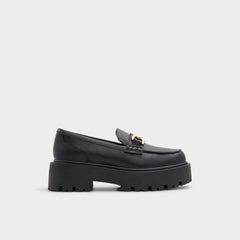 Aldo Oneameth Black Synthetic Smooth Women's Loafers & Oxfords - Loafer, Lug sole Black