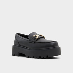 Aldo Oneameth Black Synthetic Smooth Women's Loafers & Oxfords - Loafer, Lug sole Black