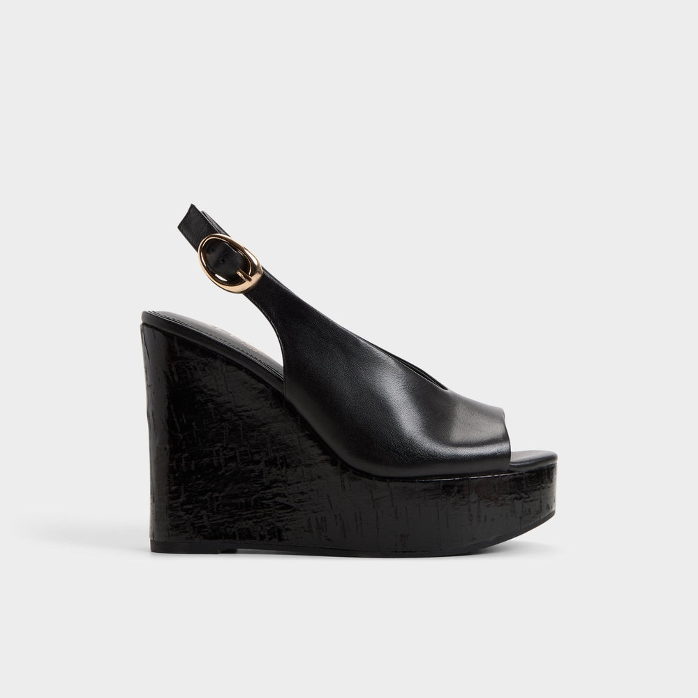 Aldo Tatianah in Black - Sling back heeled sandal, Wedge heel Black