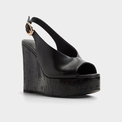 Aldo Tatianah in Black - Sling back heeled sandal, Wedge heel Black