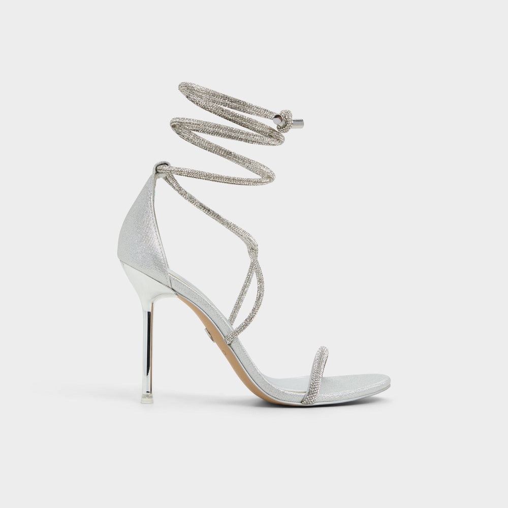 Aldo Caladonia Silver Women's Iridescent metallics - Strappy heeled sandal, Stiletto heel Silver