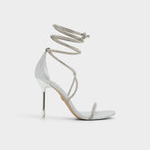 Aldo Caladonia Silver Women's Iridescent metallics - Strappy heeled sandal, Stiletto heel Silver
