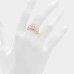 Aldo Greini Gold/Clear Multi Women's Rings - Multi-finger rings Gold/Clear Multi