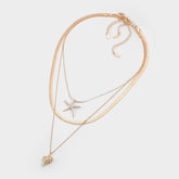 Aldo Seascharms Gold/Clear Multi Women's Necklaces - Layered necklace Gold/Clear Multi