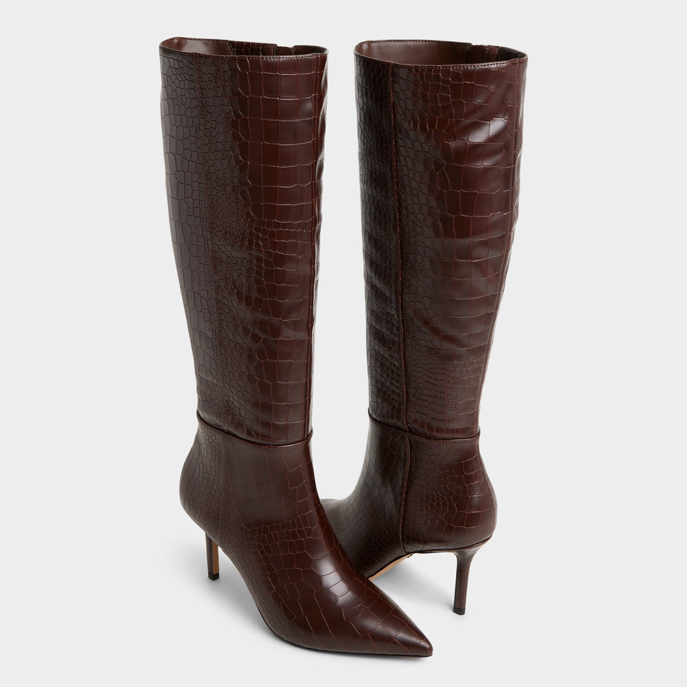 Aldo Saphiria Dark Brown Women's Tall Boots - Knee-high boot, Stiletto heel Dark brown