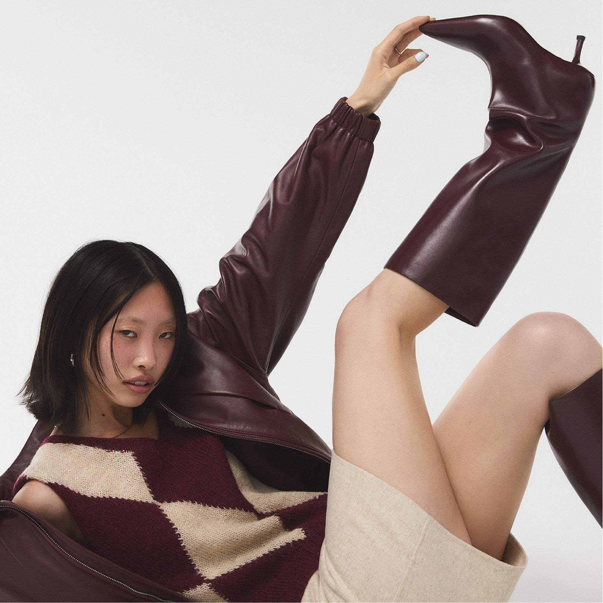 Aldo Selora in Burgundy - Knee-high boot, Stiletto heel Burgundy