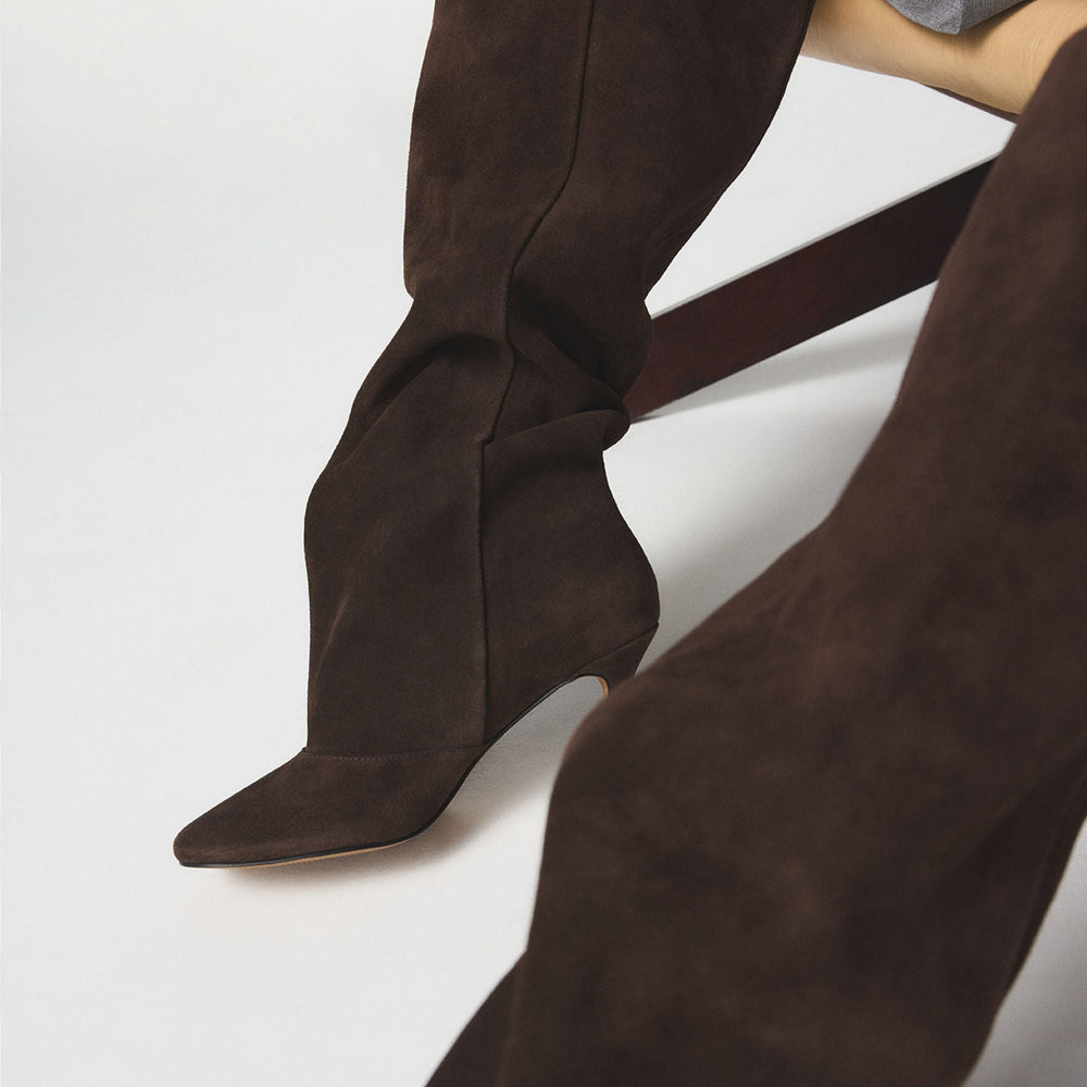 Aldo Frankey in Dark Brown - Knee-high boot, Stiletto heel Dark Brown