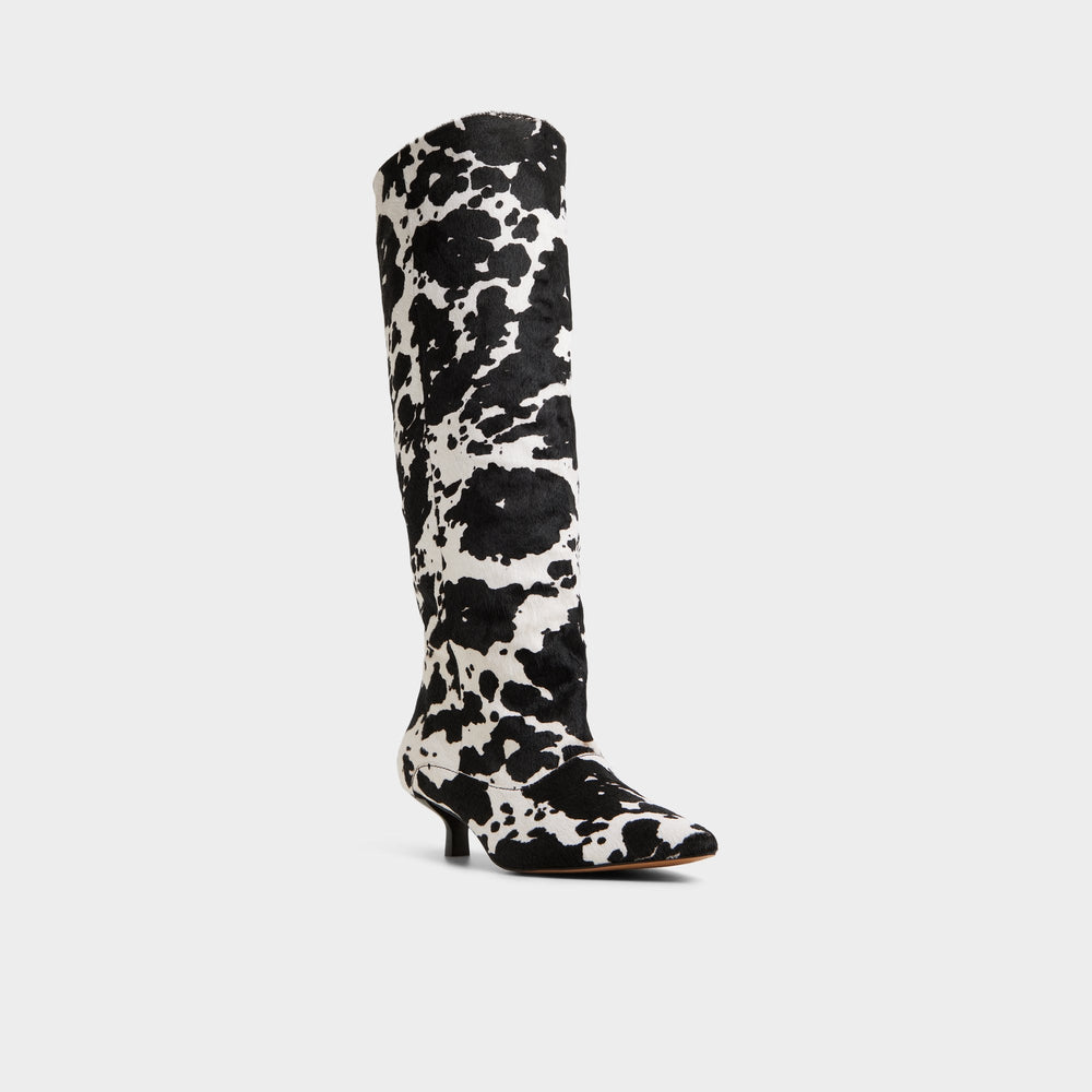 Aldo Everose in White Black - Knee-high boot, Kitten heel White/black