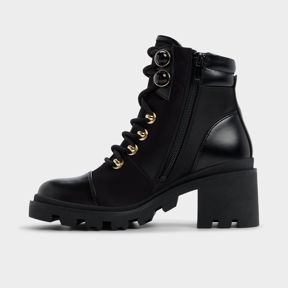 Aldo Mariettia in Black - Lace-up boot, Lug sole Black