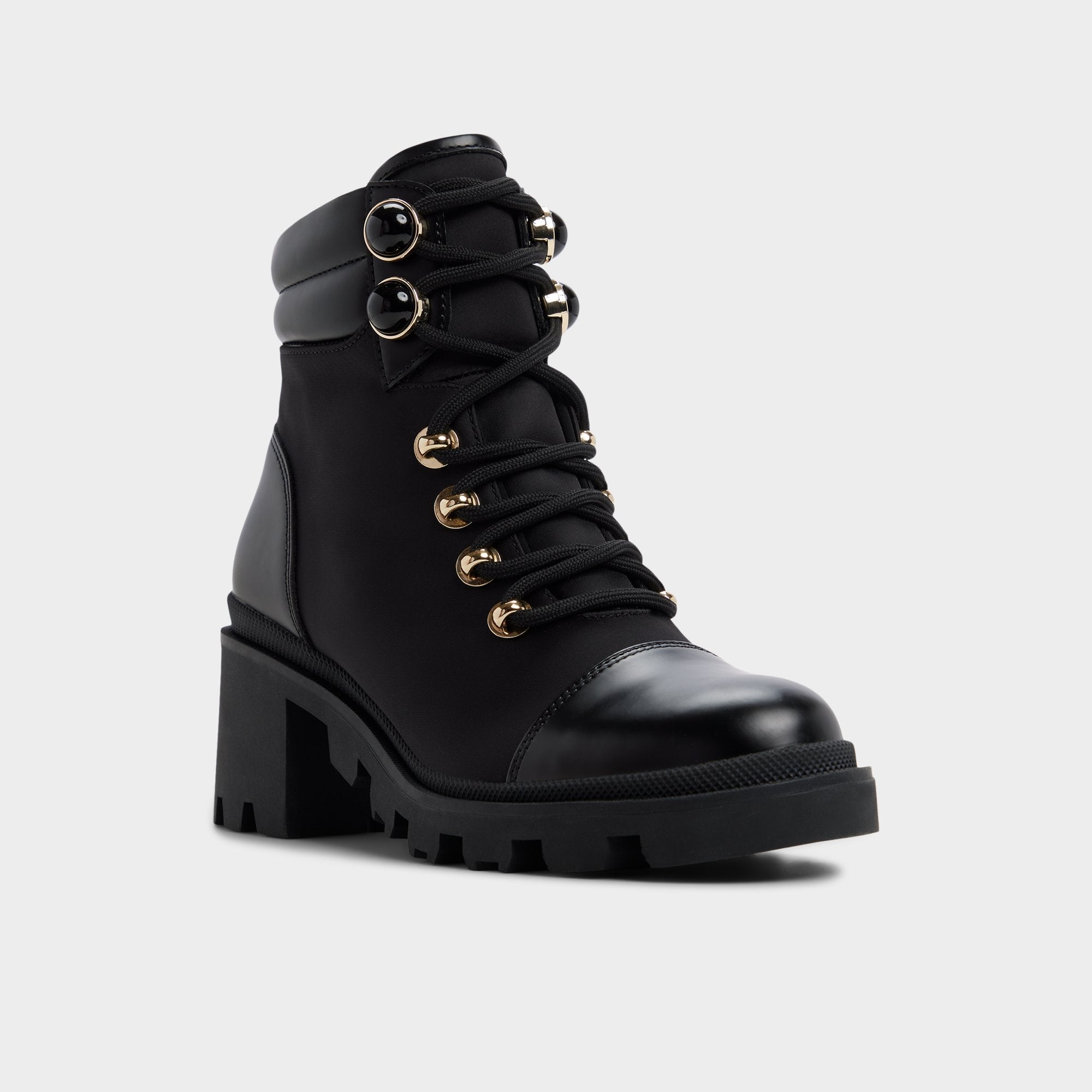 Aldo Mariettia in Black - Lace-up boot, Lug sole Black