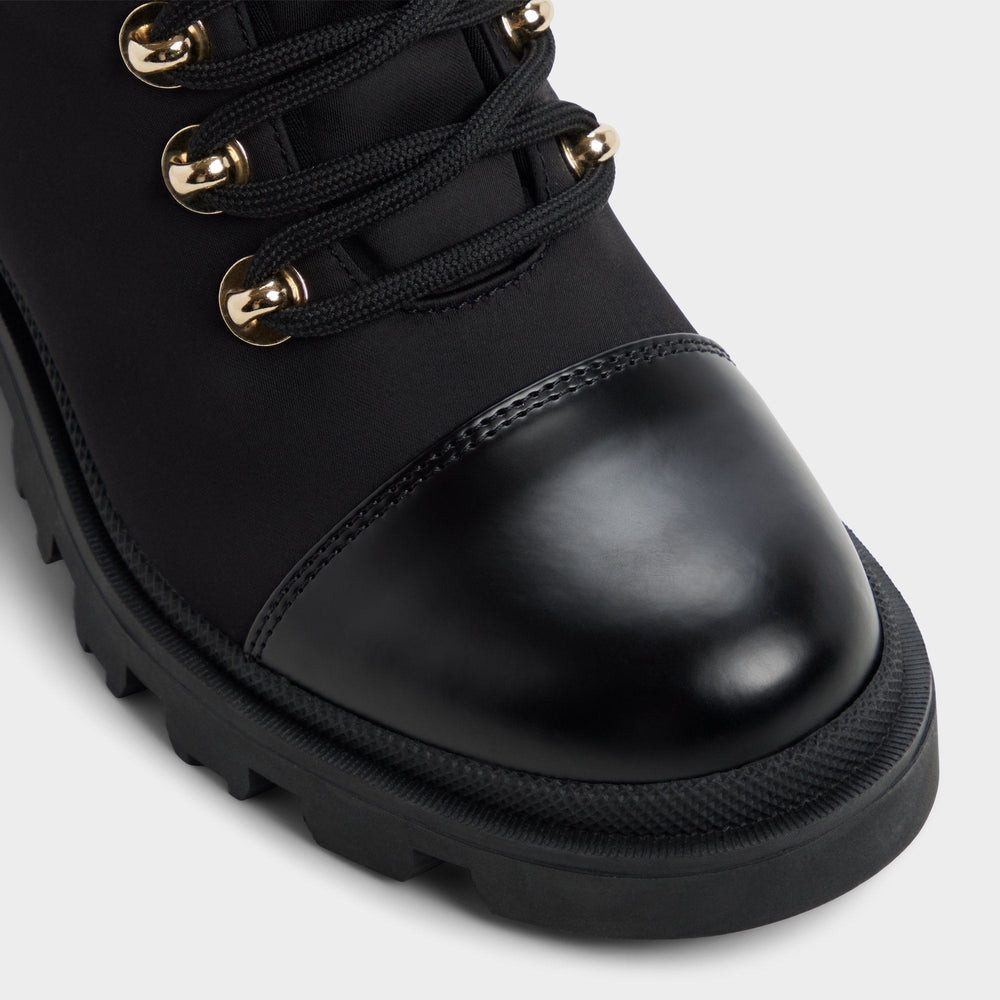Aldo Mariettia in Black - Lace-up boot, Lug sole Black