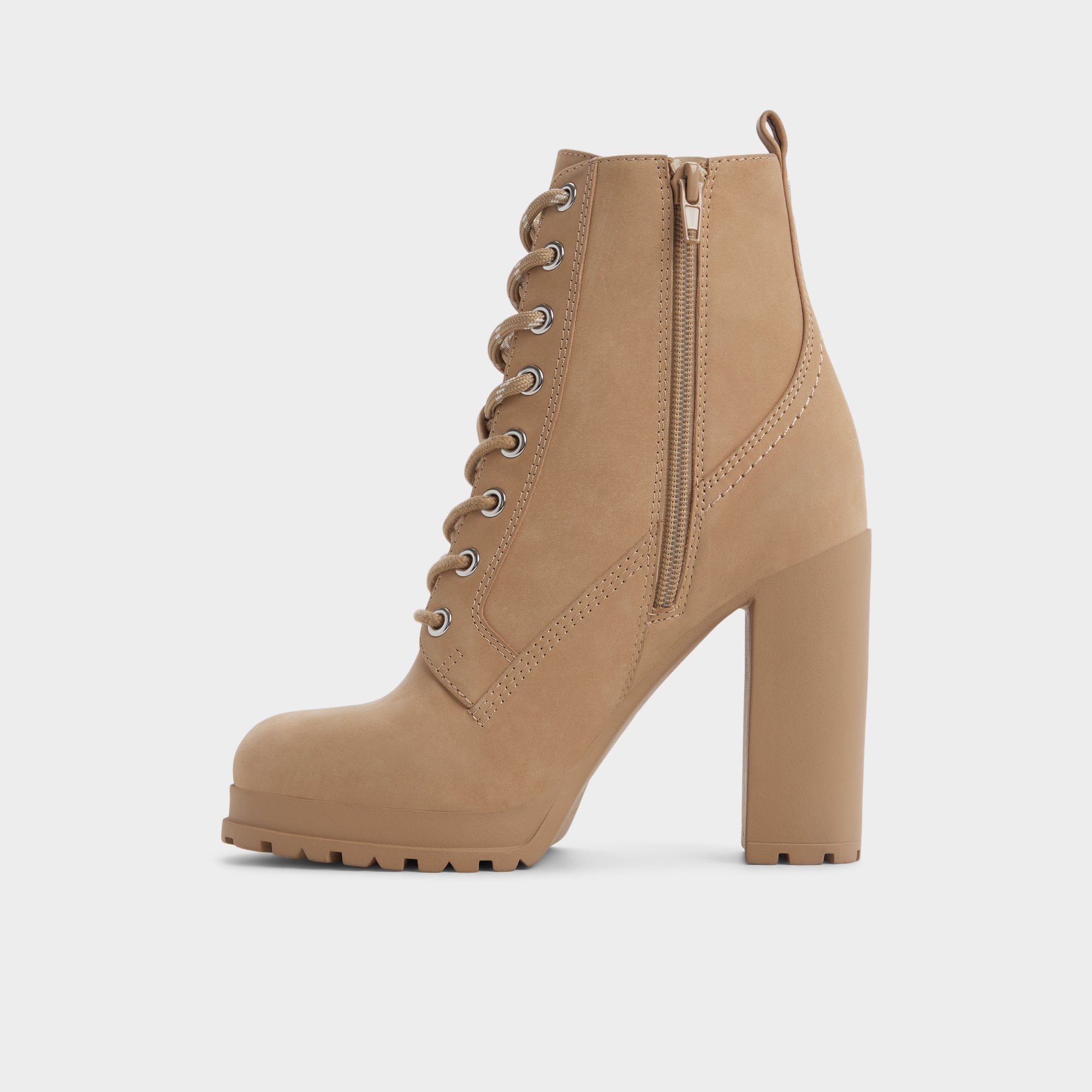 Aldo Rebelliously in Medium Beige - Combat ankle boot, Lug sole Medium Beige