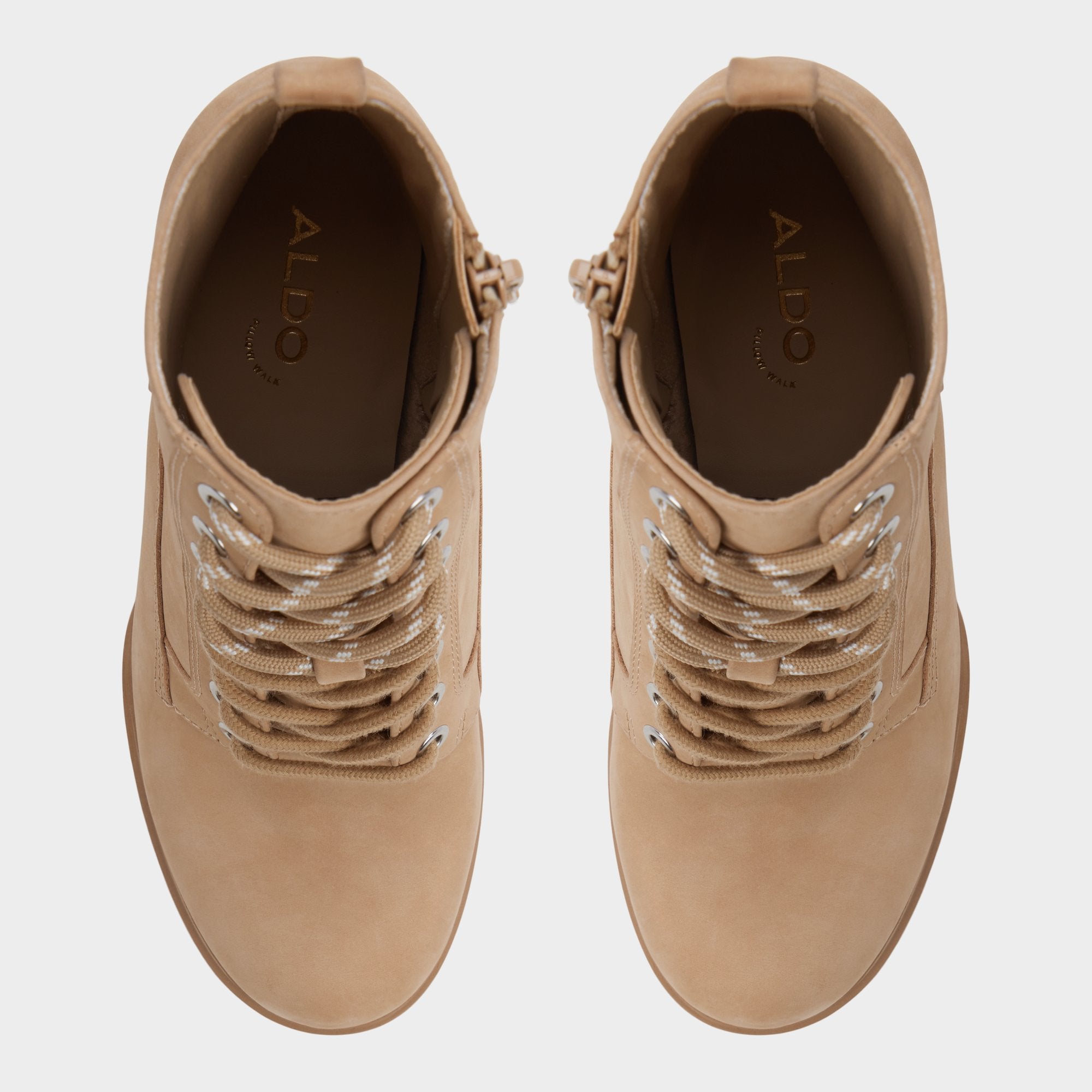 Aldo Rebelliously in Medium Beige - Combat ankle boot, Lug sole Medium Beige