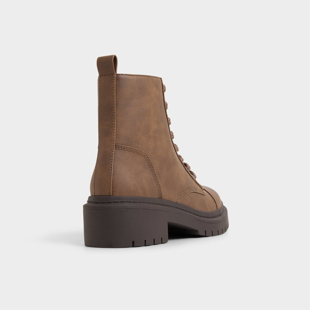 Aldo Goer in Medium Brown - Combat ankle boot, Lug sole Medium brown