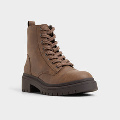 Aldo Goer in Medium Brown - Combat ankle boot, Lug sole Medium brown