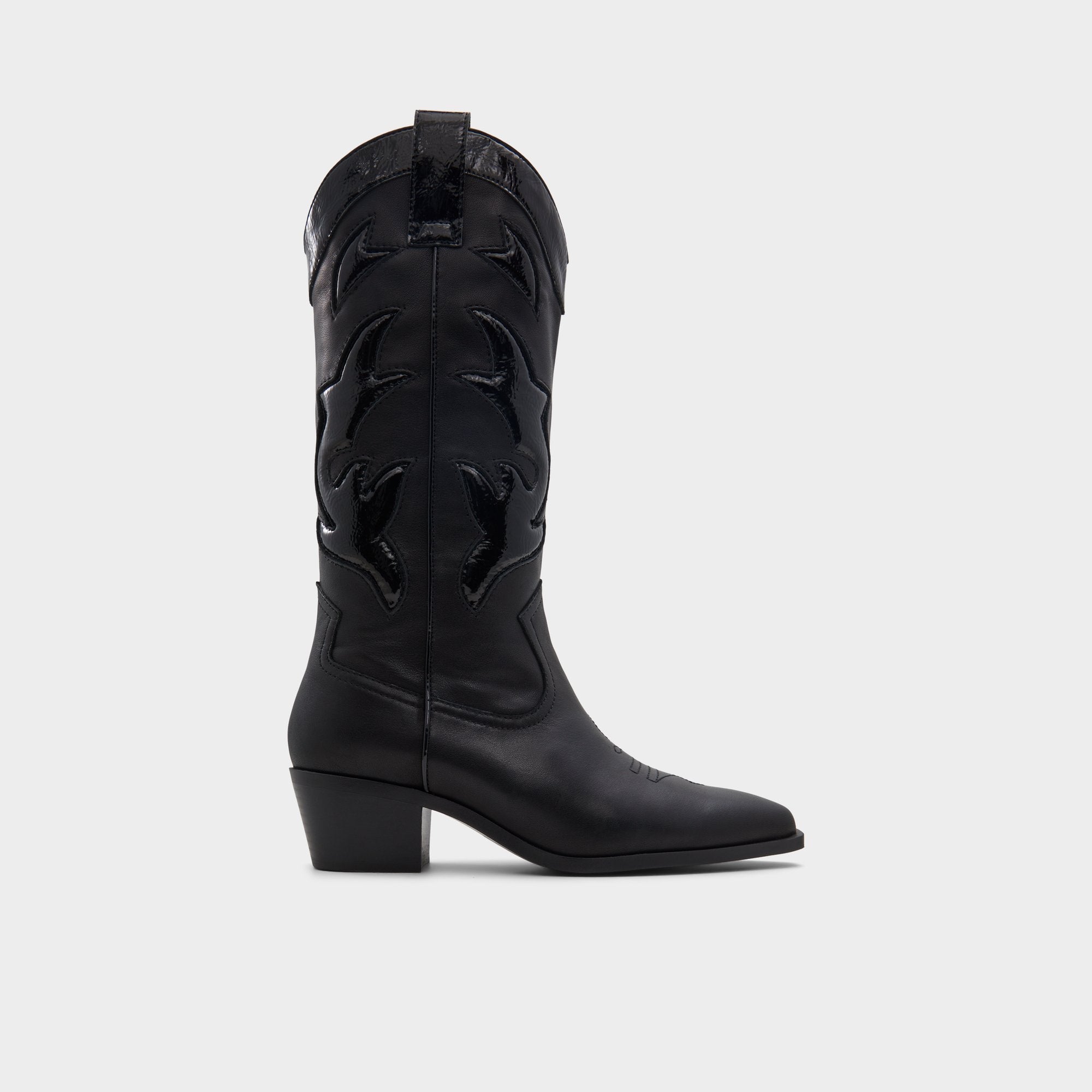 Aldo Nebraska Black Women's Western - Mid-calf western boot, Block heel Black