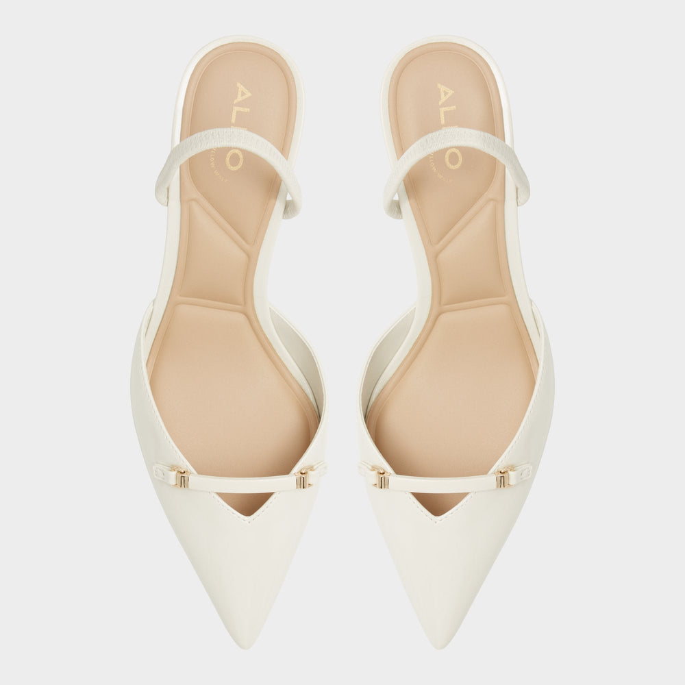 Aldo Nailah White/Bone Women's Kitten heels - Slingback heel, Kitten heel White/bone