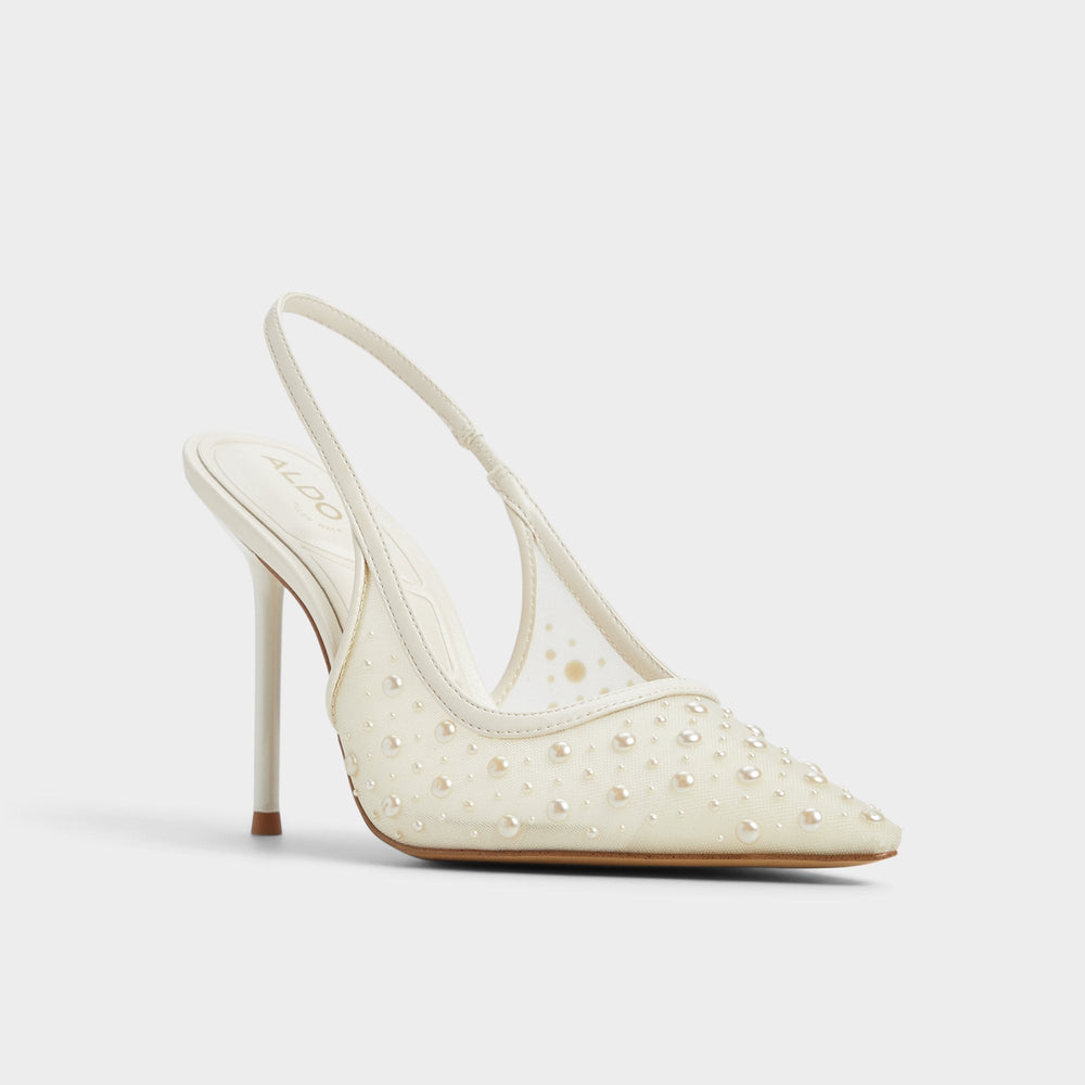 Aldo Pearlescent Other White Textile Mesh Women's Slingbacks - Slingback heel Other White