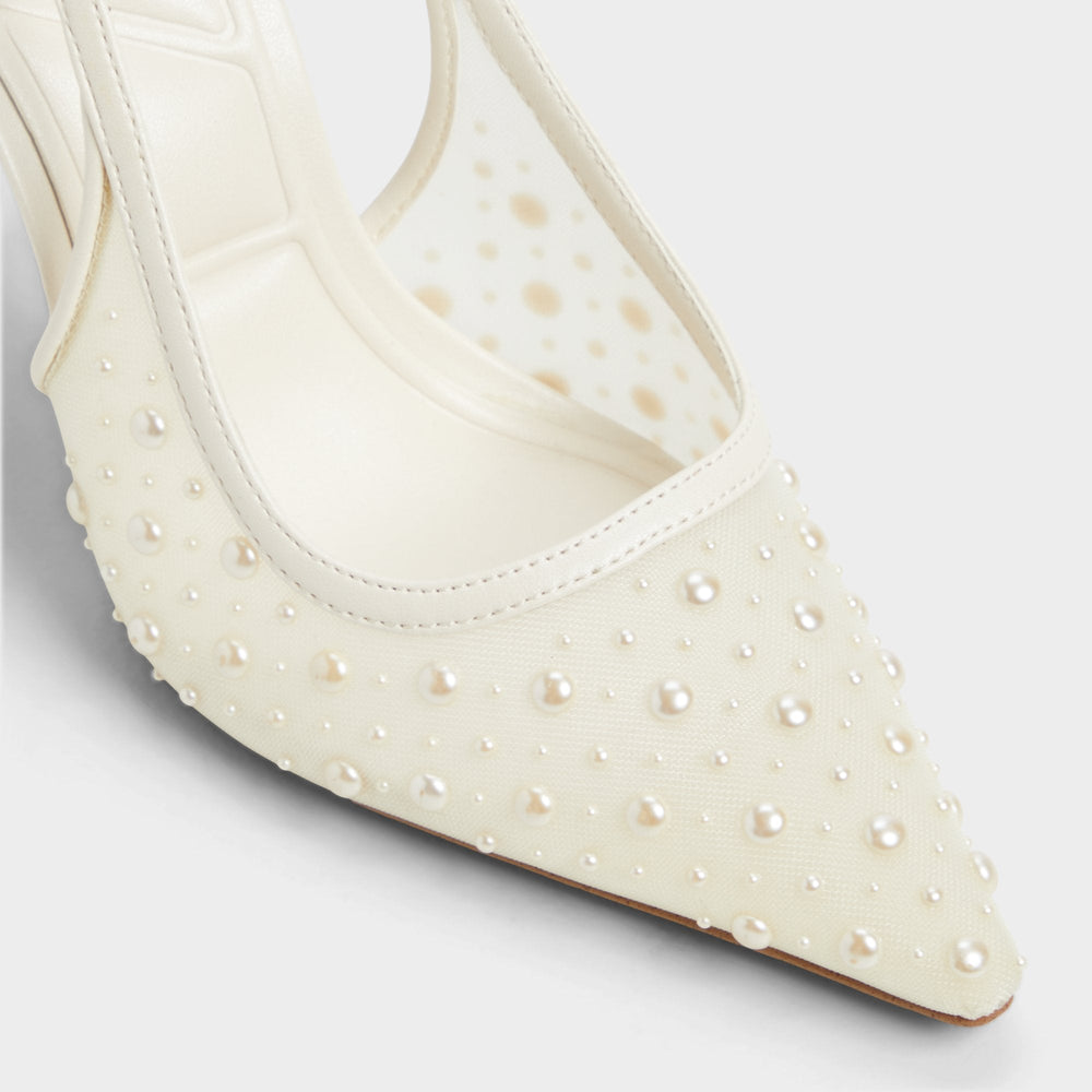 Aldo Pearlescent Other White Textile Mesh Women's Slingbacks - Slingback heel Other White