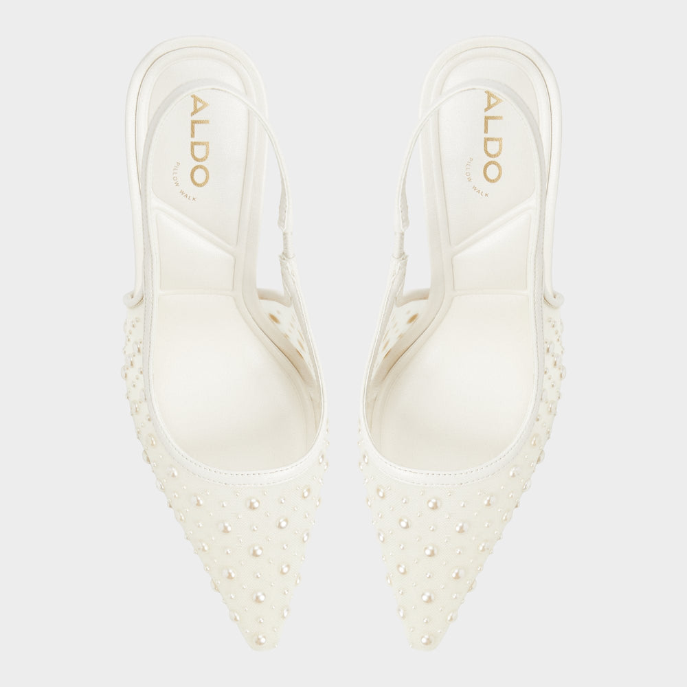 Aldo Pearlescent Other White Textile Mesh Women's Slingbacks - Slingback heel Other White