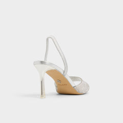 Aldo Andyana Silver Women's Strappy sandals - Slingback heeled sandal, Stiletto heel Silver