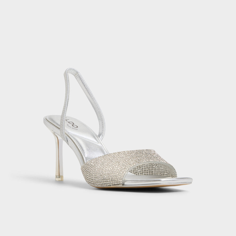 Aldo Andyana Silver Women's Strappy sandals - Slingback heeled sandal, Stiletto heel Silver