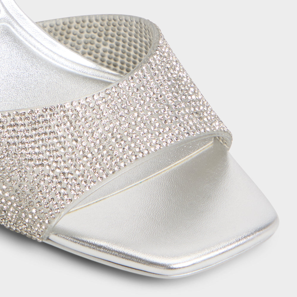 Aldo Andyana Silver Women's Strappy sandals - Slingback heeled sandal, Stiletto heel Silver