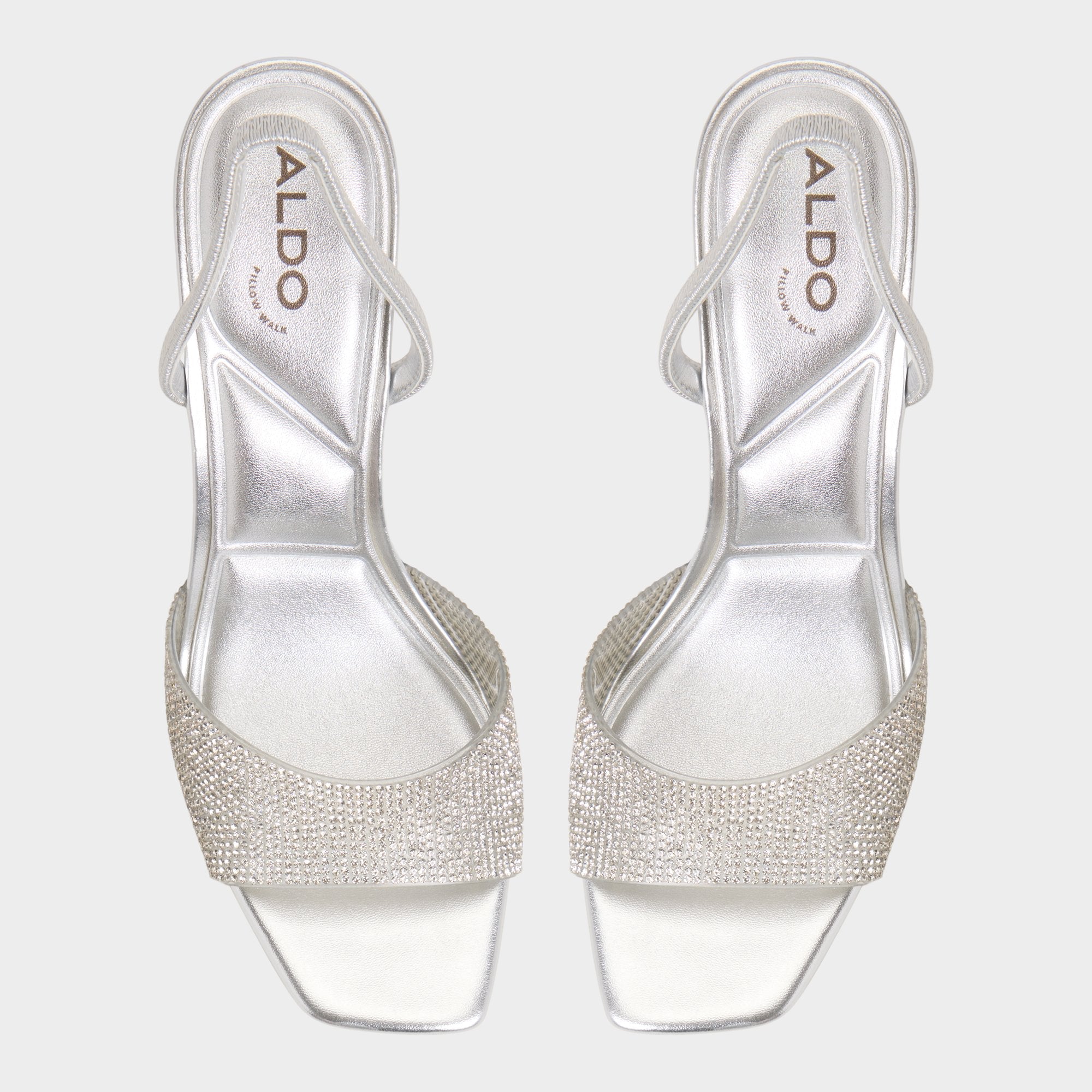 Aldo Andyana Silver Women's Strappy sandals - Slingback heeled sandal, Stiletto heel Silver