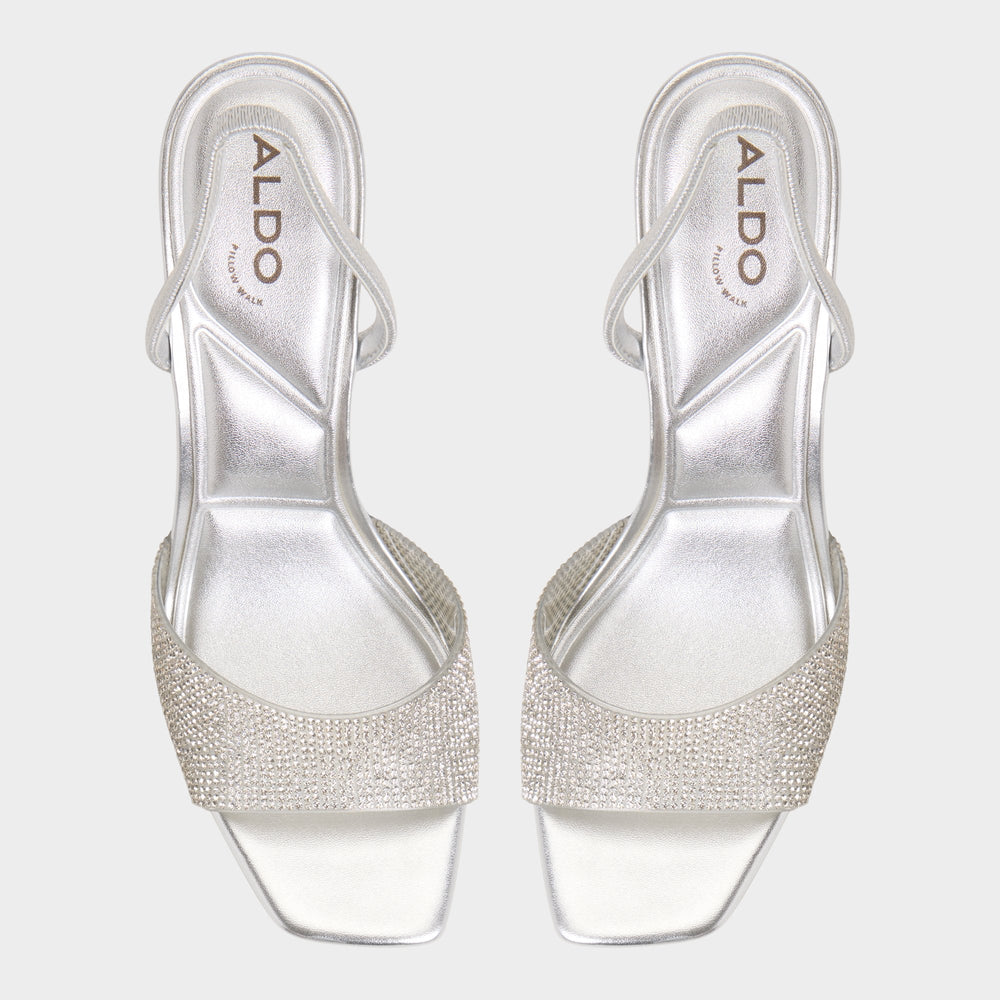 Aldo Andyana Silver Women's Strappy sandals - Slingback heeled sandal, Stiletto heel Silver