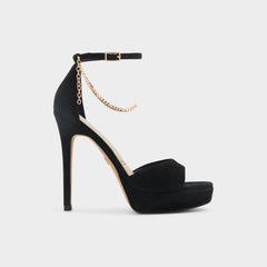 Aldo Afumeth Black Overflow Women's Platform sandals - Strappy heeled sandal, Stiletto platform Black overflow