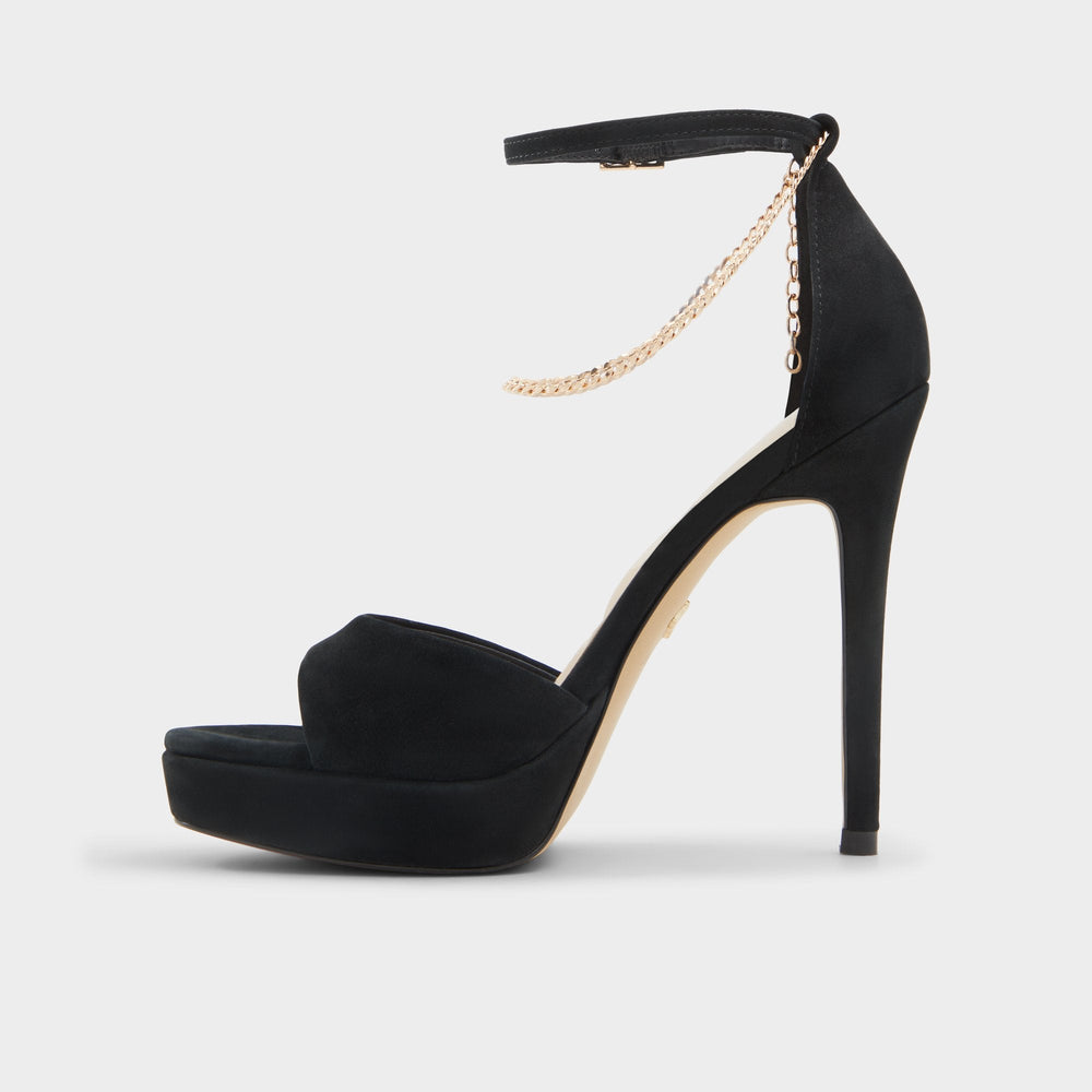 Aldo Afumeth Black Overflow Women's Platform sandals - Strappy heeled sandal, Stiletto platform Black overflow