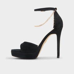 Aldo Afumeth Black Overflow Women's Platform sandals - Strappy heeled sandal, Stiletto platform Black overflow