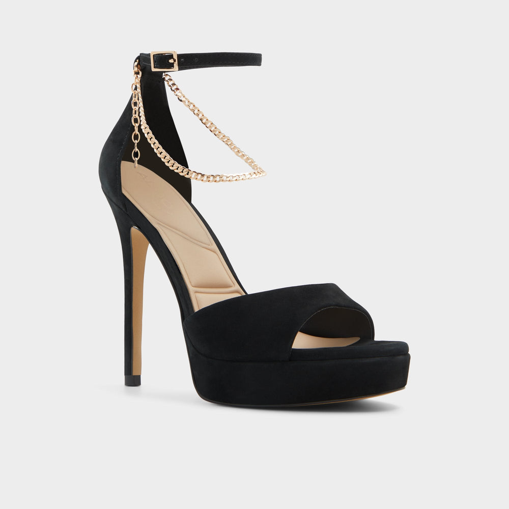 Aldo Afumeth Black Overflow Women's Platform sandals - Strappy heeled sandal, Stiletto platform Black overflow