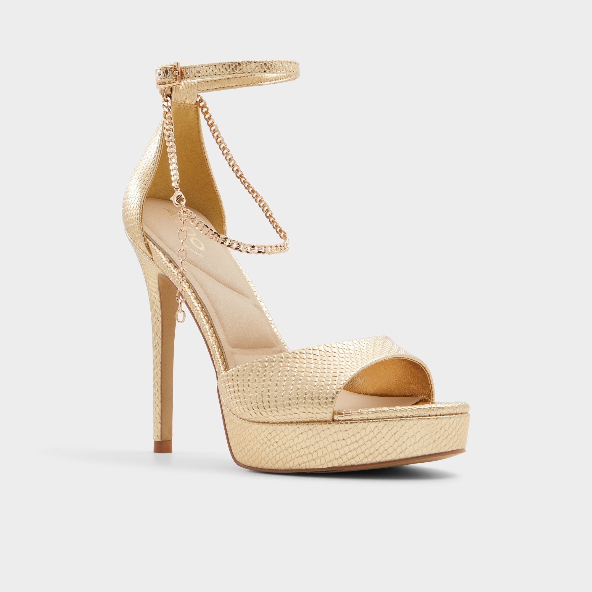 Aldo Afumeth Gold Women's Platform sandals - Strappy heeled sandal, Stiletto platform Gold