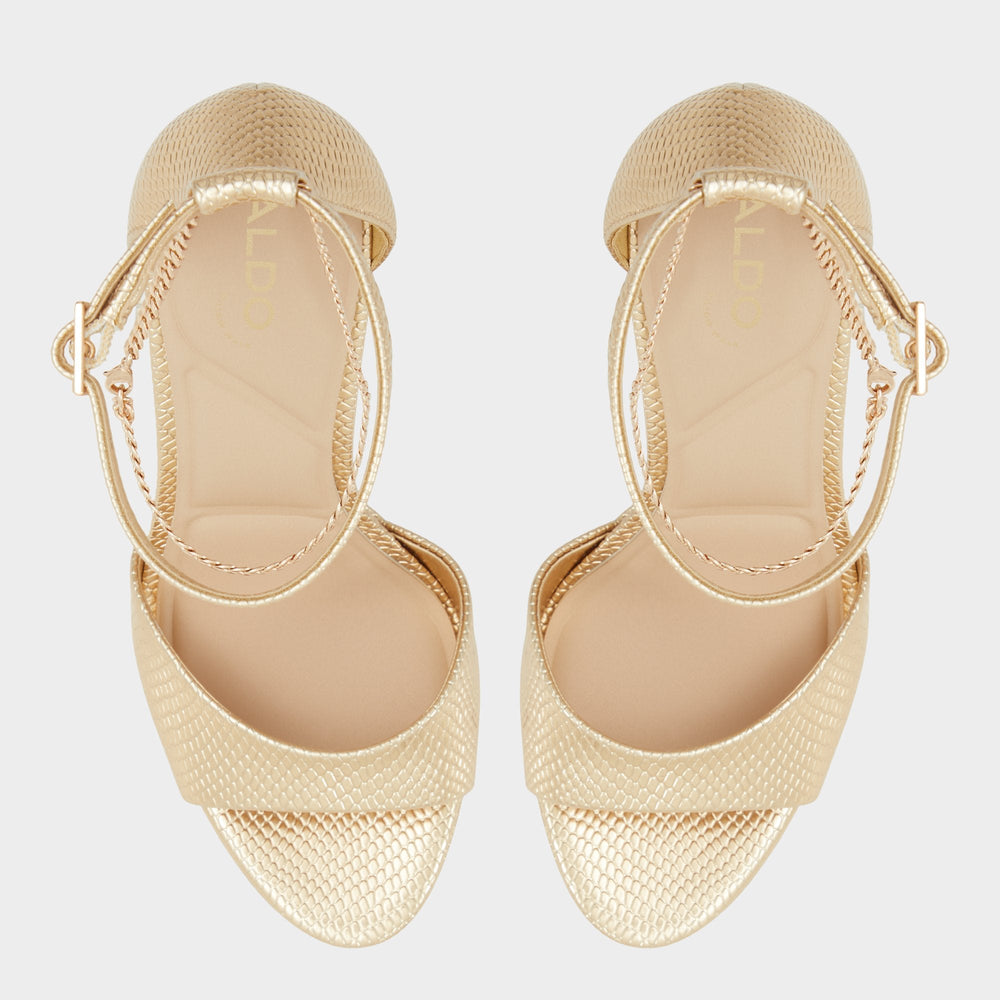 Aldo Afumeth Gold Women's Platform sandals - Strappy heeled sandal, Stiletto platform Gold
