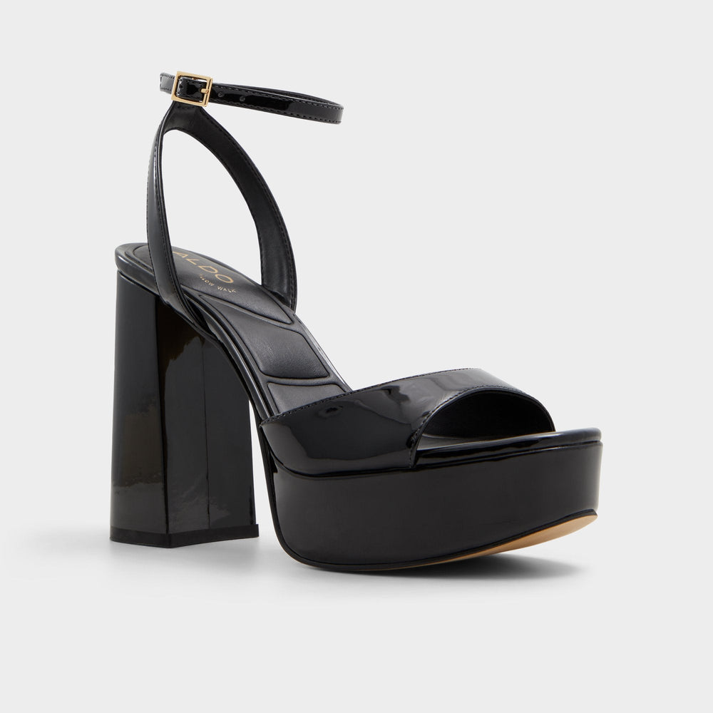 Aldo Valoria Black Women's Platform sandals - Strappy heeled sandal, Platform Black