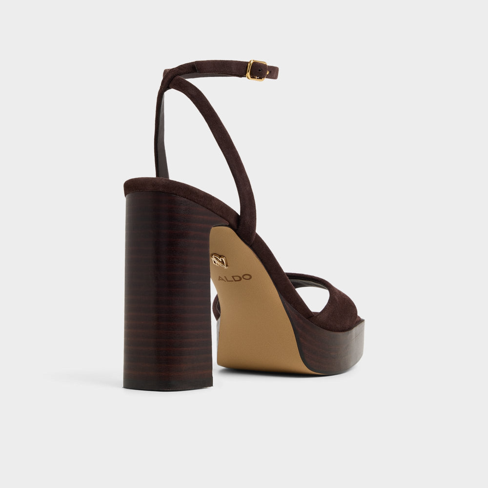 Aldo Lothon Dark Brown Women's Platform sandals - Strappy heeled sandal, Platform Dark brown
