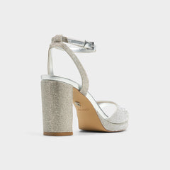 Aldo Alluring Silver Women's Iridescent metallics - Strappy heeled sandal, Platform Silver