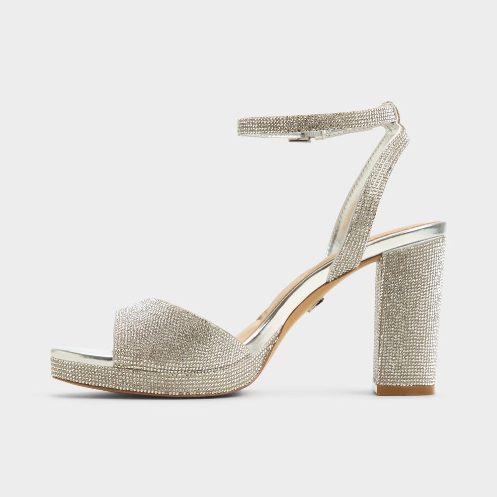 Aldo Alluring Silver Women's Iridescent metallics - Strappy heeled sandal, Platform Silver