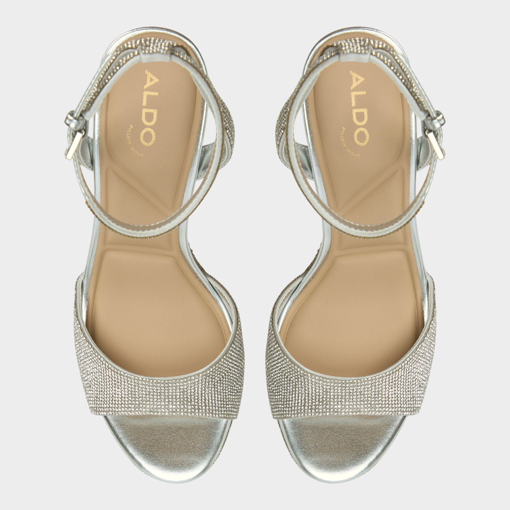 Aldo Alluring Silver Women's Iridescent metallics - Strappy heeled sandal, Platform Silver